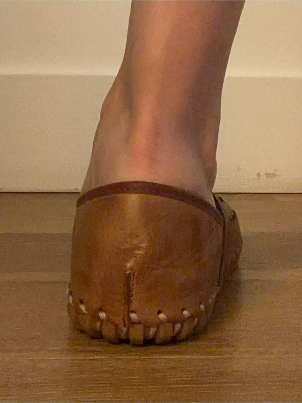 Spring Step Tan Perforated Leather Lace-Up Loafers used